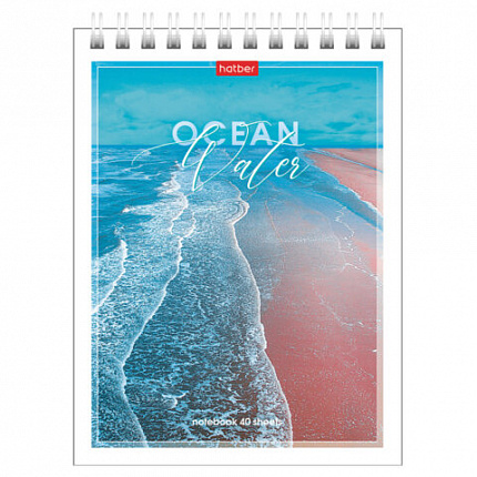 Блокнот МАЛЫЙ ФОРМАТ А6, 40 л., гребень, картон, клетка, HATBER, "Аквалайф", 080473, 40Б6В1гр