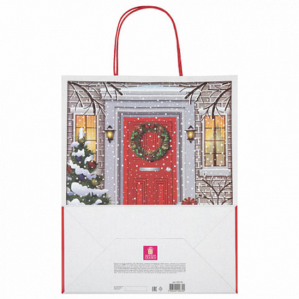 Пакет подарочный КОМПЛЕКТ 10 штук новогодний 26x13x32 см, "Сочельник", ЗОЛОТАЯ СКАЗКА, 592130