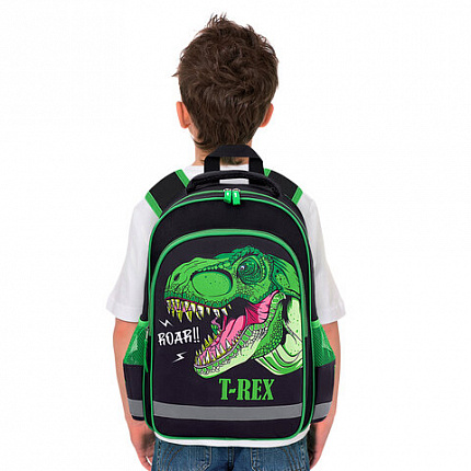 Рюкзак ПИФАГОР SCHOOL, 1 отделение, 3 кармана, "Dino roar", 38x28х14 см, 272080
