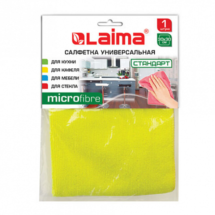 Салфетка из МИКРОФИБРЫ универсальная 30х30 см, ассорти, 280 г/м2, LAIMA, 601244