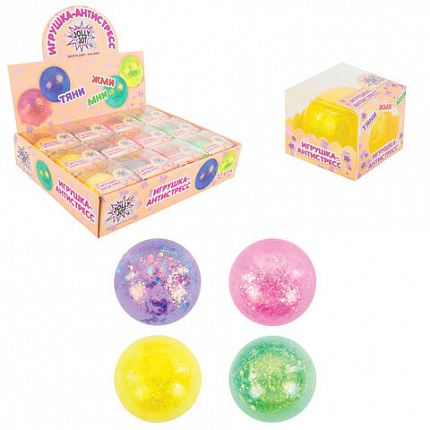 Игрушка-антистресс "ШАР С БЛЕСТКАМИ", 6 см, ассорти, 4 цвета, JOLLY JOT (ДЖОЛЛИ ДЖОТ), 665803