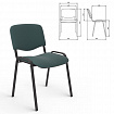 Стул для персонала и посетителей "ИЗО", черный каркас, ткань черно-зеленая, В-21/С-33