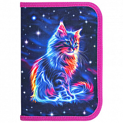 Пенал BRAUBERG, 1 отделение, полиэстер, 21х14 см, "Space cat", 273518