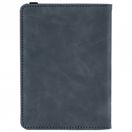 Обложка для паспорта и документов с защитой от считывания, 9 карманов, резинка, экокожа, темно-голубая, BRAUBERG, 238752