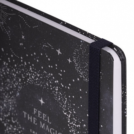 Ежедневник недатированный с резинкой А5 (145х203 мм), BRAUBERG, твердый, фольга, 128 л., "Stars", 114566