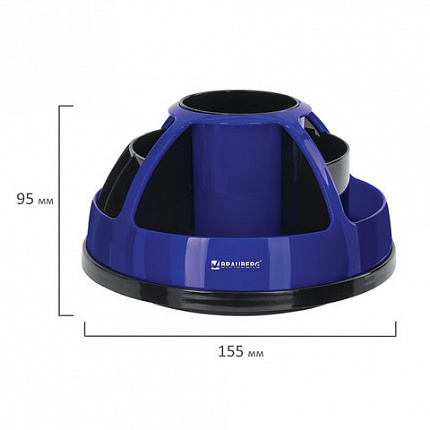 Канцелярский набор BRAUBERG "Микс", 10 предметов, вращающаяся конструкция, черно-синий, блистер, 231930