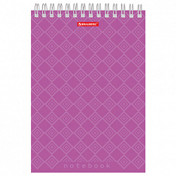 Блокнот А5, 146х205 мм, 60 л., гребень, картон, жесткая подложка, клетка, BRAUBERG, "Классика", 129812