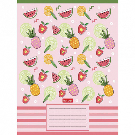 Тетрадь 18 л., HATBER, клетка, обложка картон, "Фруктис" (5 видов в спайке), 18Т5В1