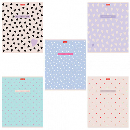 Тетрадь А5 48 л., HATBER, скоба, клетка, обложка картон, тиснение, LOVE IS... (микс в спайке), 093099, 48Т5тВ1