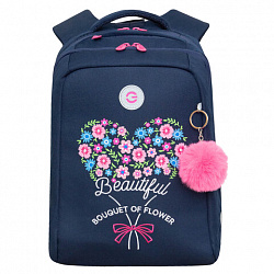 Рюкзак GRIZZLY школьный, анатомическая спинка, 2 отделения, для девочек, "BOUQUET", 39х26х17 см, RG-466-4/1
