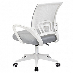 Кресло CROMEX (КРОМЕКС) "Top CH-695W", с подлокотниками, пластик белый, сетка/ткань TW, серое, 533067