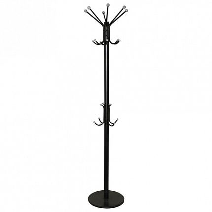 Вешалка-стойка SHT-CR450, 1,86 м, диск 37 см, 6 крючков + 4 дополнительных, металл/мрамор, черная, В1-50