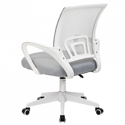 Кресло CROMEX (КРОМЕКС) "Top CH-695W", с подлокотниками, пластик белый, сетка/ткань TW, серое, 533067