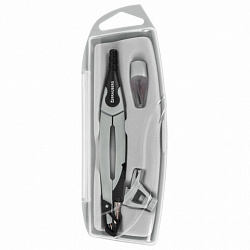 Готовальня BRAUBERG ULTRA, 4 предмета: циркуль 135 мм, запасные грифели, насадка, графитовый цвет, 210821