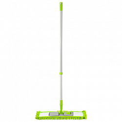 Швабра с флаундером 40 см, телескопический черенок 70-120 см, еврорезьба, МОП из микрофибры букли "СИНЕЛЬ" (ТИП К), ЛЮБАША, 603602