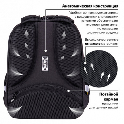 Ранец BRAUBERG FIT, 2 отделения, "Keep out", 38х27х14 см, 270617