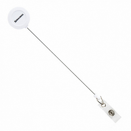 Бейдж вертикальный (90х60 мм), с держателем-рулеткой 70 см, белый, BRAUBERG, 238243