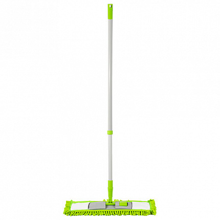 Швабра с флаундером 40 см, телескопический черенок 70-120 см, еврорезьба, МОП из микрофибры букли "СИНЕЛЬ" (ТИП К), ЛЮБАША, 603602