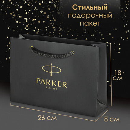 Ручка шариковая PARKER "Jotter Core Stainless Steel CT", ежедневник А5 черный, пакет, 880891