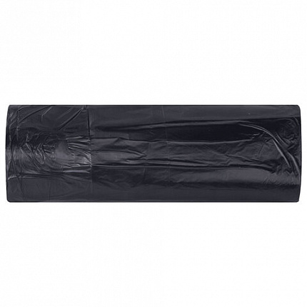 Мешки для мусора с завязками 180л черные в рулоне 5 штук прочные, ПВД 45 мкм, 90x115см, LAIMA, 702676