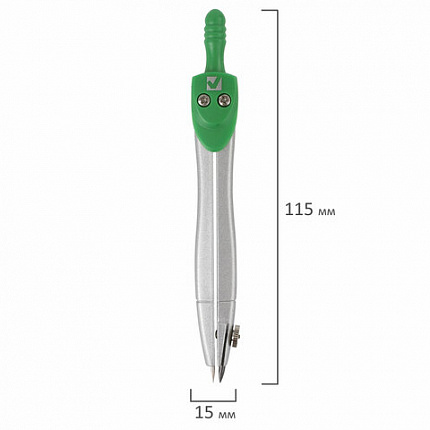 Циркуль BRAUBERG "Klasse", 115 мм, пластиковый пенал, 210313