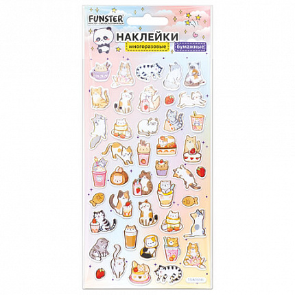 Наклейки бумажные 17,5х9,5 см, ассорти 12 видов, FUNSTER (ФАНСТЕР), 666676