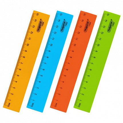 Линейка пластиковая 15 см, ПИФАГОР, неоновая, ассорти, 210826