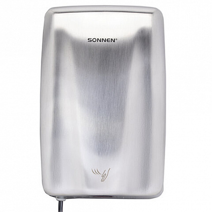 Сушилка для рук ВЫСОКОСКОРОСТНАЯ АНТИВАНДАЛЬНАЯ SONNEN K2020, 1000 Вт, 100 м/с, IPX3, 72 дБ, нержавеющая сталь, 607193