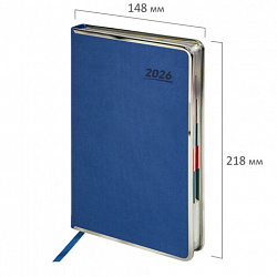 Ежедневник датированный 2026 А5 148х218 мм, GALANT "Infinity Silver", под кожу, синий, 117496