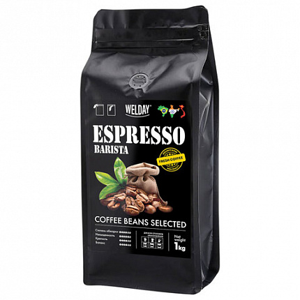 Кофе в зернах WELDAY (ВЭЛДЭЙ) "ESPRESSO Barista" 1 кг, 623438, УТ000015165