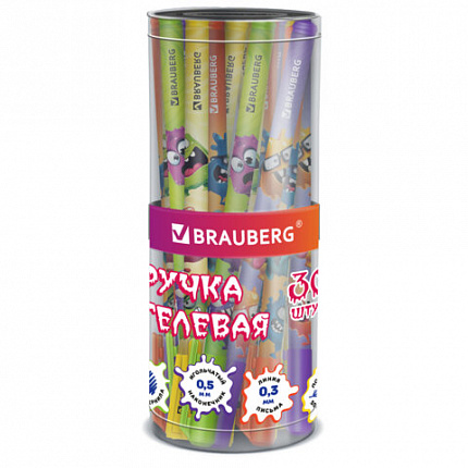 Ручка гелевая, кросс-серия "МОНСТРИКИ", BRAUBERG, синяя, ассорти, игольчатый наконечник 0,5мм,144483