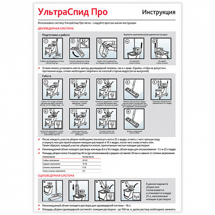 Тележка уборочная VILEDA "УльтраСпидПро", 2 съемных ведра 25 л + 10 л, платформа, с ручкой, туннельный отжим, 147209