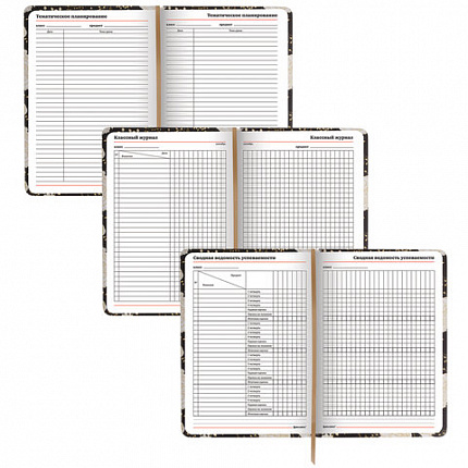 Ежедневник учителя специализированный А5 (215х145 мм) BRAUBERG, 144 л., кожзам, "Цветы на черном", 112707