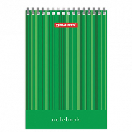 Блокнот МАЛЫЙ ФОРМАТ (97х145 мм) А6, 40 л., гребень, картон, клетка, BRAUBERG, "Полоски", 129822