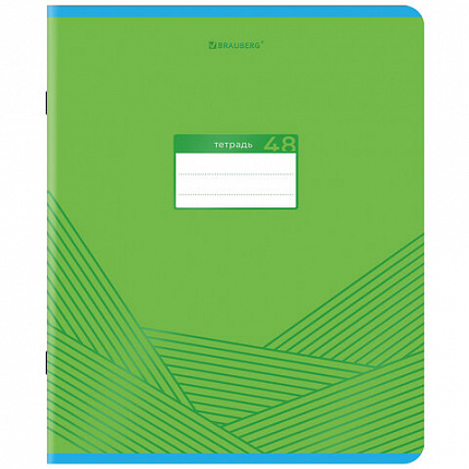 Тетрадь А5, 48 л., BRAUBERG, скоба, клетка, выборочный лак, "Классика" (микс в спайке), 404344