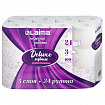 Бумага туалетная 3-х слойная, 24 рулона (24х16,5 м), LAIMA Deluxe, 100% целлюлоза, 115397