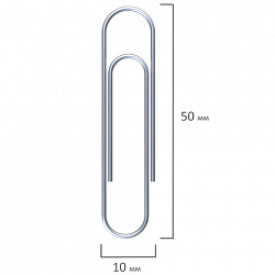 Скрепки большие ЭКСТРА ОФИСМАГ 50 мм оцинкованные 50 штук, 271317