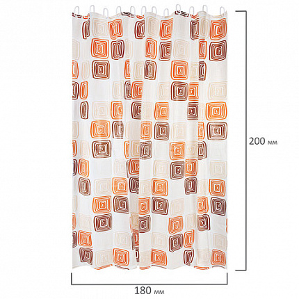 Шторка для ванной PEVA, 180х200 см, кольца в комплекте, дизайн ассорти, ФИГУРЫ, PRIMILA (ПРИМИЛА), 700075