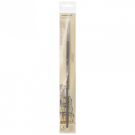 Кисть художественная проф. BRAUBERG ART CLASSIC, колонок, круглая, № 5, длинная ручка, 200926