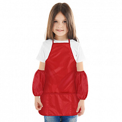 Фартук с нарукавниками для уроков труда ПИФАГОР, 3 кармана, стандартный размер, 44x55 см, красный, 273753