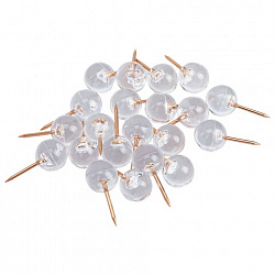 Силовые кнопки-гвоздики BRAUBERG CLEAR & GOLD, прозрачные с золотистым (шарики), 100 штук, 11 мм, 272760