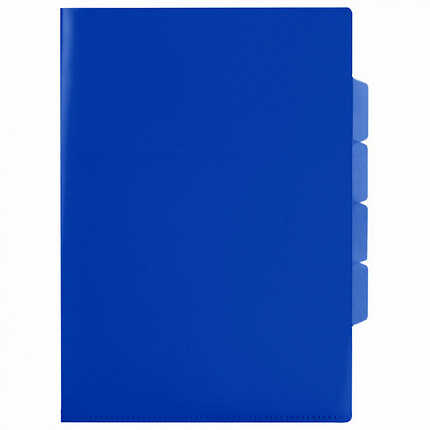 Папка-уголок 3 отделения жесткая непрозрачная А4 BRAUBERG SPECIAL, синяя, 0,15 мм, 273063