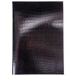 Тетрадь бумвинил А4 96 л., скоба, офсет №1, клетка, ЧЕРНАЯ, "Metallic", тиснение CROCO, HATBER, 072787, 96Т4бвВ3