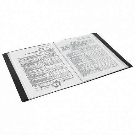 Папка 80 вкладышей BRAUBERG "Office", черная, 0,8 мм, 271331