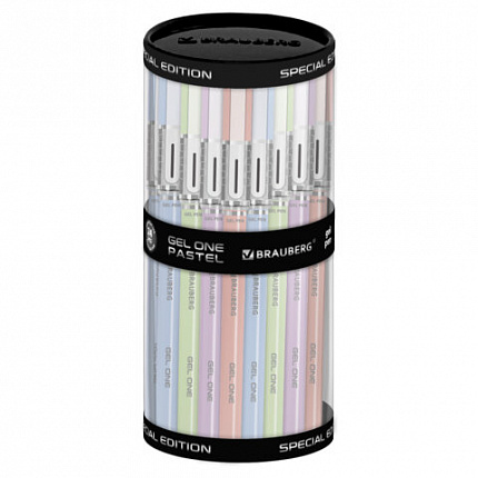 Ручка гелевая BRAUBERG "GEL ONE PASTEL", ЧЕРНАЯ, корпус ассорти, узел 0,5 мм, линия 0,35 мм, 144039