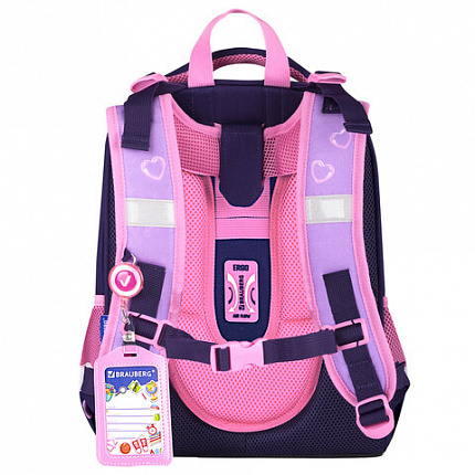 Ранец BRAUBERG PREMIUM, 2 отделения, с брелоком, "Paw prints", велюровая панель, 38х29х16 см, 273098