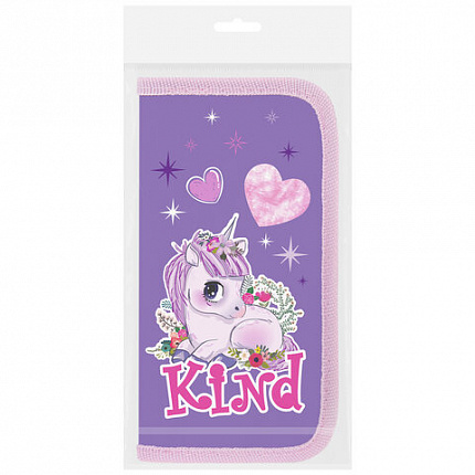 Пенал ПИФАГОР, 2 отделения, ламинированный картон, 19х11 см, "Happy Unicorn", 271533