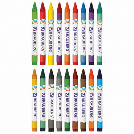 Восковые мелки BRAUBERG/ПИФАГОР, 18 цветов, 222963