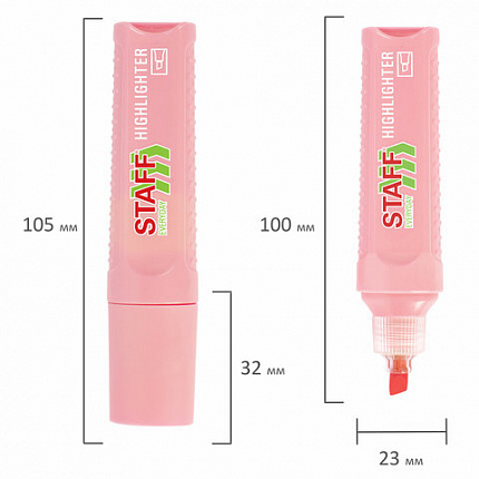 Текстовыделитель STAFF "EVERYDAY HL-707", ПАСТЕЛЬНЫЙ РОЗОВЫЙ, линия 1-5 мм, скошенный наконечник, 152545