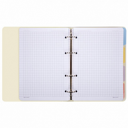 Тетрадь на кольцах А5 175х220мм, 120л, пластик, с резинкой и разделителями, BRAUBERG, Желтый, 404631